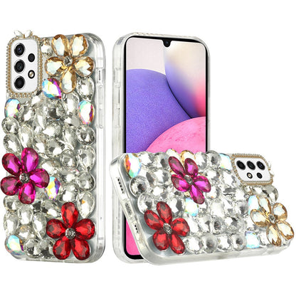 For Samsung Galaxy A33 5G Bling Crystal 3D Full Diamonds Luxury Sparkle Transparent Rhinestone Glitter Hybrid Bumper  Phone Case Cover