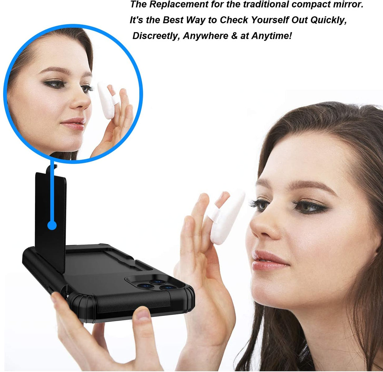 For Apple iPhone 12 /Pro Max Wallet Design with Credit Card Holder, Hidden Back Mirror Stand Heavy Duty Hybrid Shockproof  Phone Case Cover