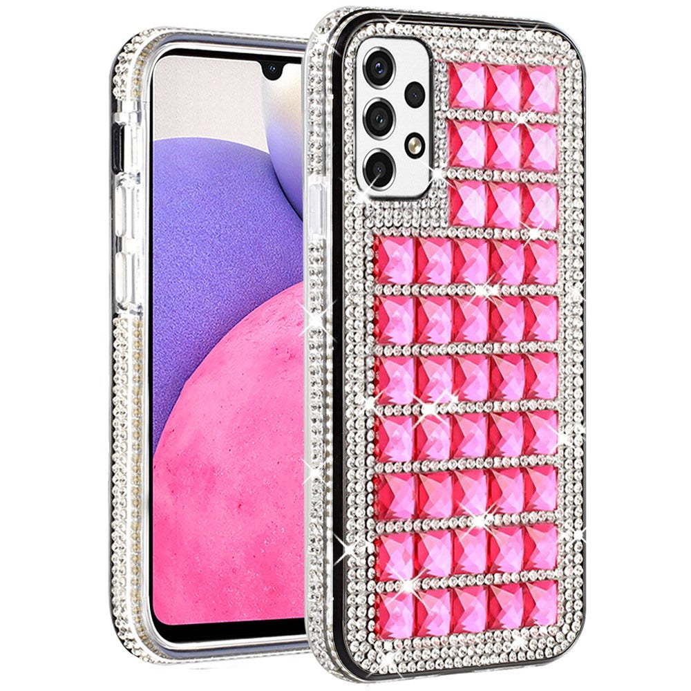 For Samsung Galaxy A33 5G Luxury 3D Bling Diamonds Rhinestone Jeweled Shiny Crystal Hybrid TPU Bumper Hard PC  Phone Case Cover