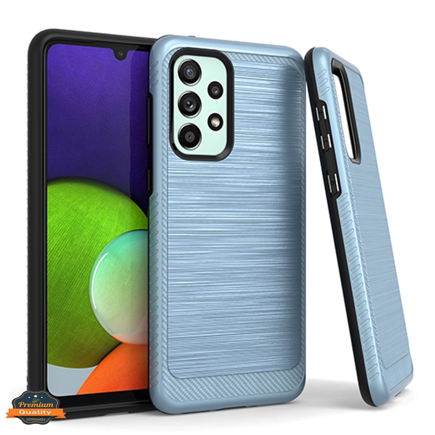 For Samsung Galaxy A33 5G Brushed Texture Rugged Carbon Fiber Design Hybrid Shockproof Dual Layers Hard PC Protective  Phone Case Cover