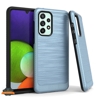 For Samsung Galaxy A33 5G Brushed Texture Rugged Carbon Fiber Design Hybrid Shockproof Dual Layers Hard PC Protective  Phone Case Cover