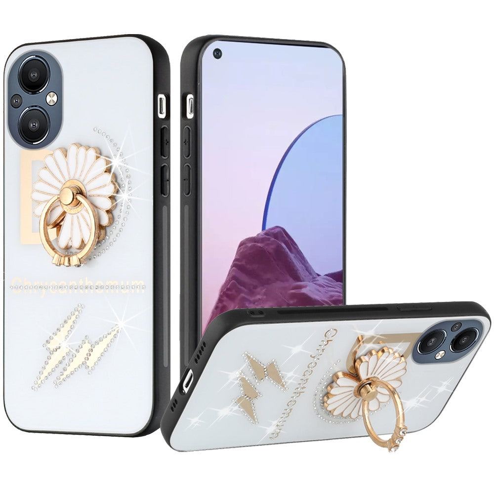 For OnePlus Nord N20 5G Diamond Bling Sparkly Glitter Ornaments Engraving Hybrid Ring Stand Holder Rugged Fashion  Phone Case Cover