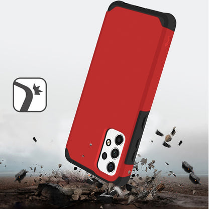 For Samsung Galaxy A73 5G Slim Corner Protection Shock Absorption Hybrid Dual Layer Hard TPU Rubber Armor Defender Red Phone Case Cover