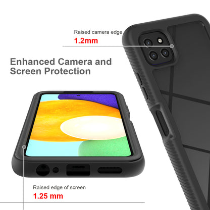 For Boost Mobile Celero 5G Hybrid Clear Shockproof Dual Layer Protection Hard Rugged PC and Soft TPU Silicone Bumper Frame Back Clear Black Phone Case Cover