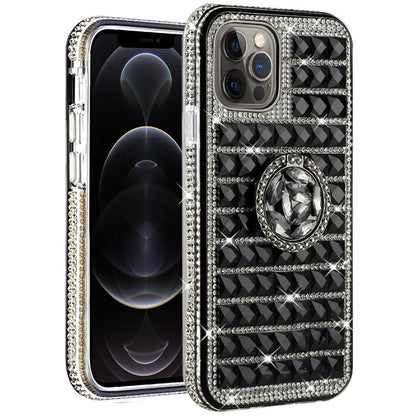 For Apple iPhone 8 /7/6s/6 /SE 2nd Gen Luxury 3D Bling Diamonds Rhinestone Jeweled Shiny Crystal Hybrid with Ring Stand Holder  Phone Case Cover