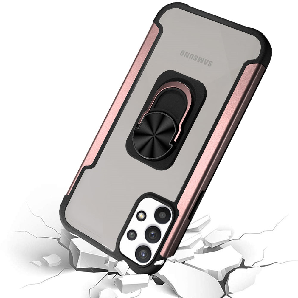 For Samsung Galaxy A33 5G Clear Military Grade Design Hybrid Protective with Ring Holder Kickstand [Magnetic Car Mount Feature]  Phone Case Cover