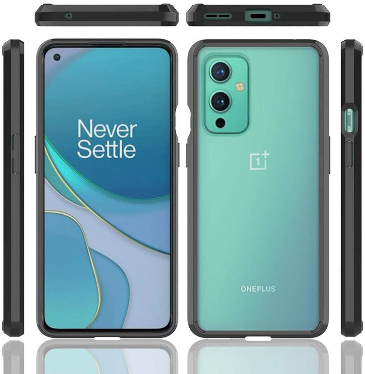 For Samsung Galaxy A23 5G Crystal HD Clear Back Panel + TPU Bumper Frame Hybrid Thin Slim Hard Shockproof Defender Black Phone Case Cover