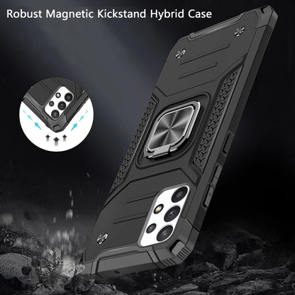 For Samsung Galaxy Note 8 Armor Hybrid with Ring Holder Kickstand Shockproof Heavy-Duty Durable Rugged Dual Layer Black Phone Case Cover