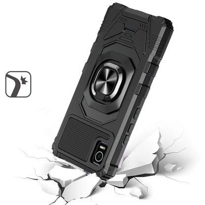 For Cricket Debut Smart Hybrid Dual Layer with Rotate Magnetic Ring Stand Holder Kickstand, Rugged Shockproof Protective  Phone Case Cover