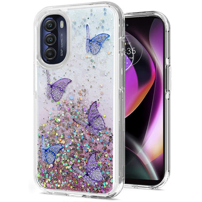 For Motorola Moto G Stylus 5G 2022 Butterflies Glitter Bling Shiny Sparkle Glittering Flake Hybrid Hard PC TPU Silicone  Phone Case Cover