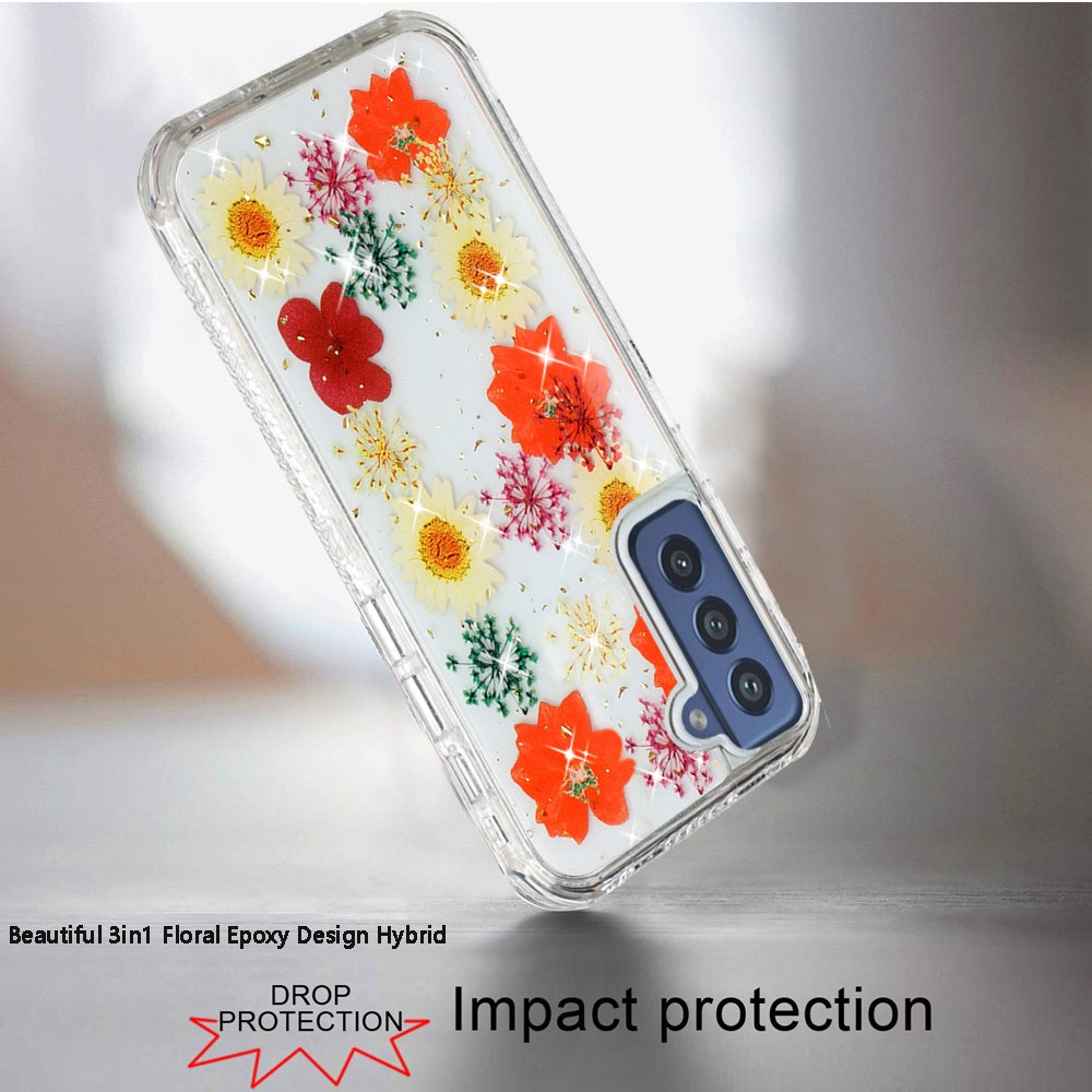 For Samsung Galaxy A13 4G Beautiful Sparkle Glitter Floral Epoxy Design Shockproof Hybrid Fashion Bling Rubber TPU  Phone Case Cover