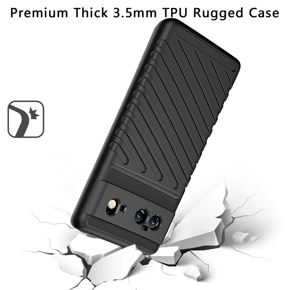For Google Pixel 6 Ultra Slim Rugged Hybrid Hard PC Soft Silicone Gel TPU Bumper Shockproof Anti Slip Protective Stylish Black Phone Case Cover