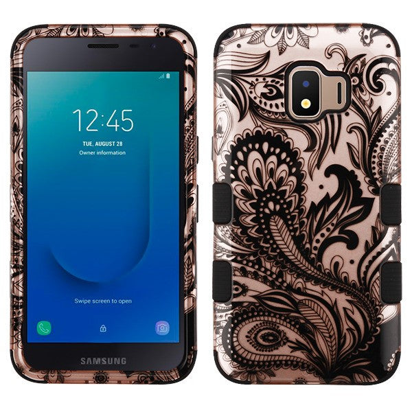 For Samsung Galaxy J2 /J2 Core/J2 Dash/J2 Pure Hybrid Three Layer Hard PC Shockproof Heavy Duty TPU Rubber Anti-Drop Phoenix Flower Phone Case Cover