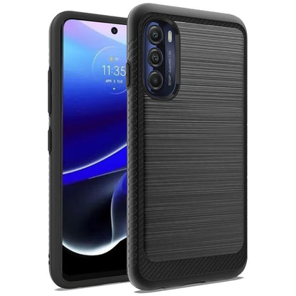 For Motorola Moto G Stylus 5G 2022 Slim Hybrid TPU 2-Piece Bumper Shockproof Brushed Texture Carbon Fiber Hard PC Back  Phone Case Cover