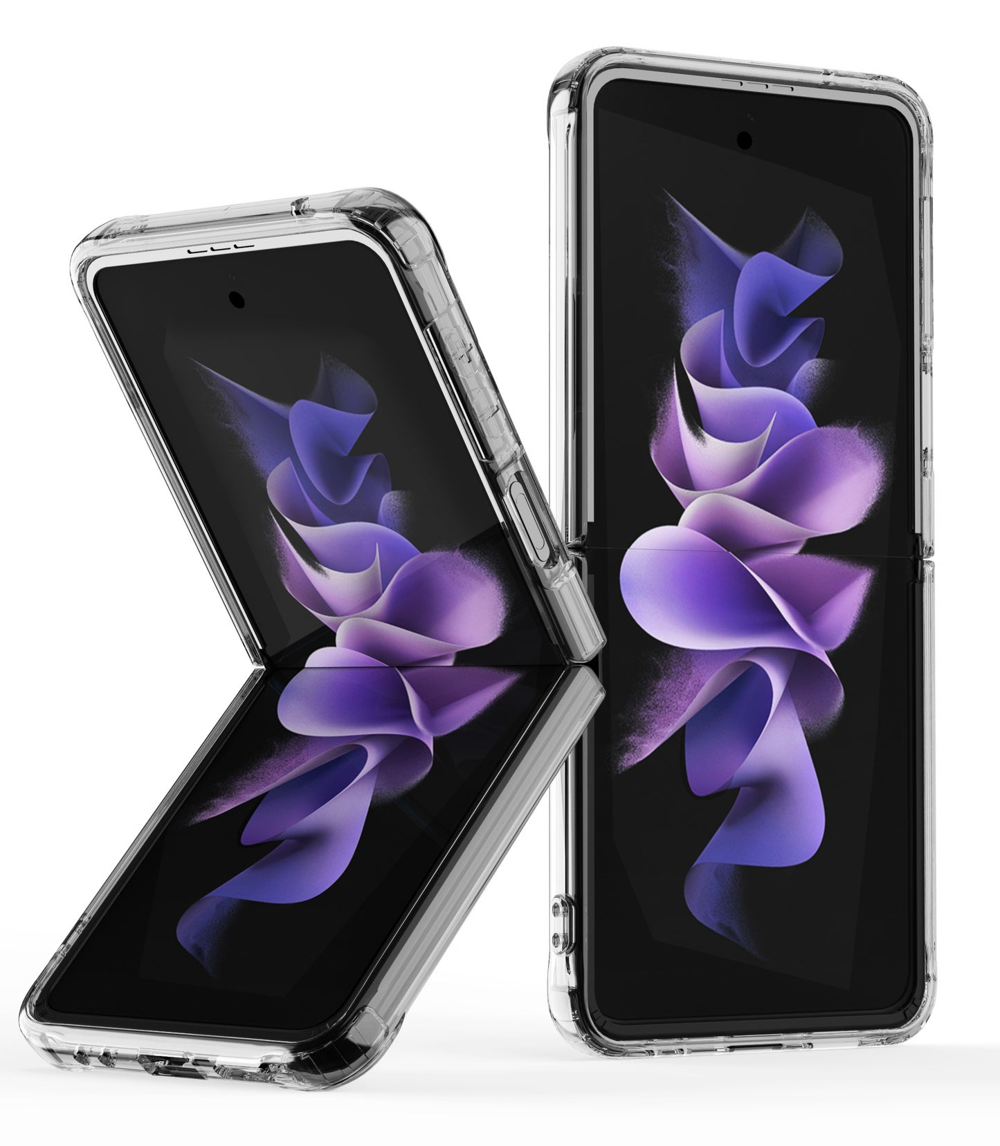 For Samsung Galaxy Z Flip 4 5G Colored Transparent Shockproof Hard PC + Rubber TPU Hybrid Bumper Shell Slim Protective  Phone Case Cover