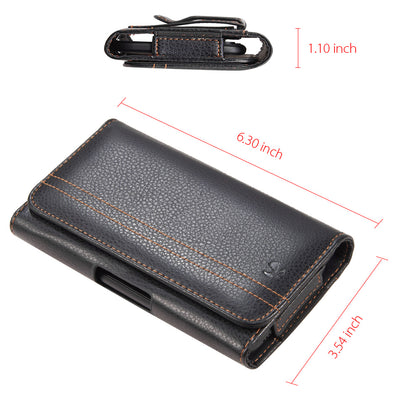 For Nokia C200 Universal Horizontal PU Leather Phone Holster Case with Belt Holder Clip / Loops Pouch Sleeve Carrying Cover [Black]