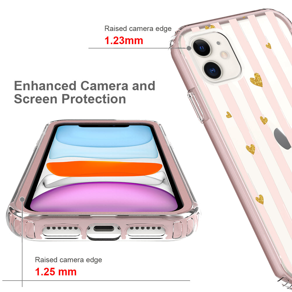 For Apple iPhone 14 (6.1") Beautiful Design 3 in 1 Hybrid Triple Layer Armor Hard PC Plastic Rubber TPU Frame  Phone Case Cover