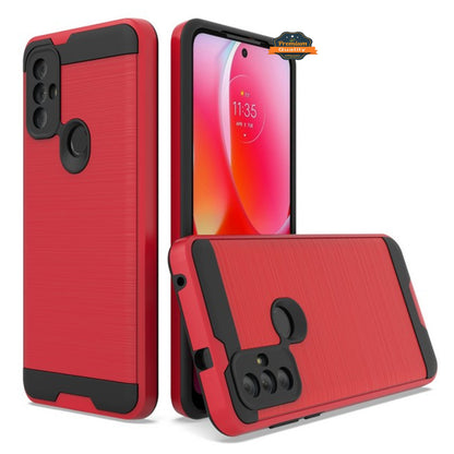 For Motorola Moto G Pure Rugged TPU Hard PC Brushed Metal Texture Hybrid Dual Layer Defender Armor Shock Absorbing  Phone Case Cover