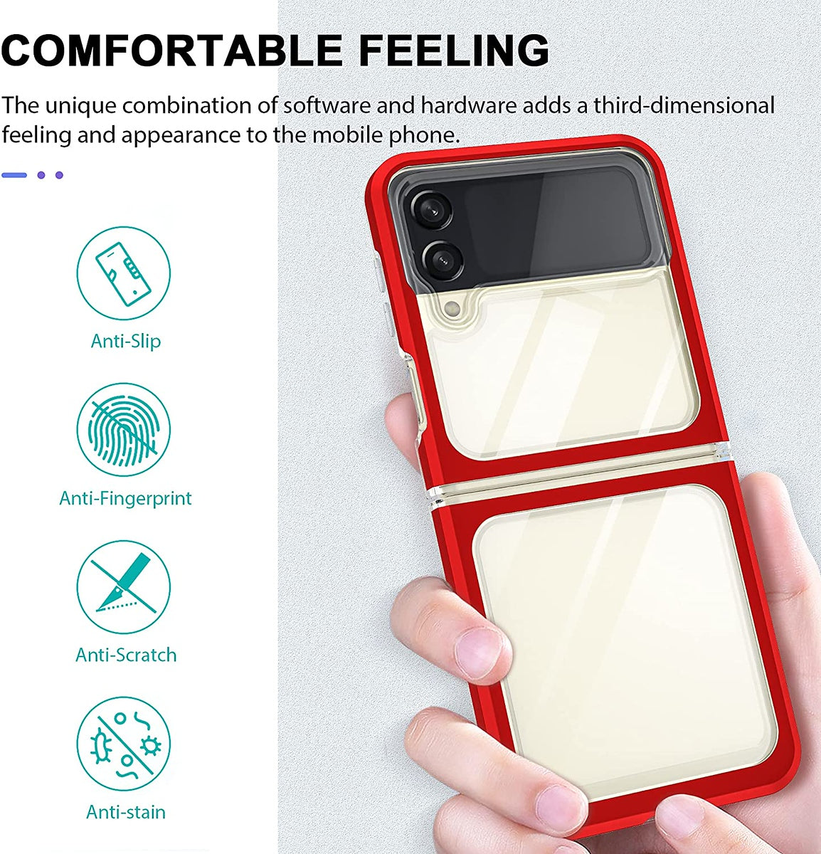 For Samsung Galaxy Z Flip 4 5G Clear Crystal Transparent Shock Absorption Hybrid Slim Hard PC Anti-Scratch Shell Protective  Phone Case Cover