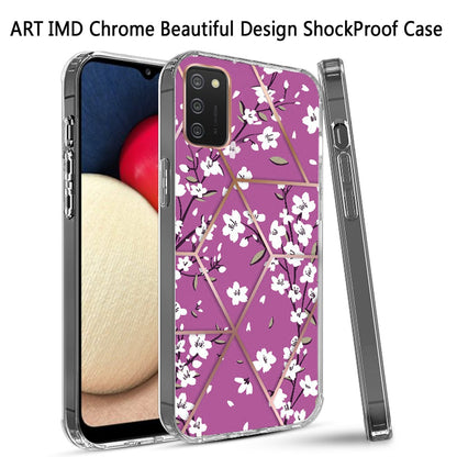 For Samsung Galaxy A02S Fashion Art Floral IMD Design Beautiful Flower Pattern Hybrid Protective Hard PC Rubber TPU Slim Back  Phone Case Cover