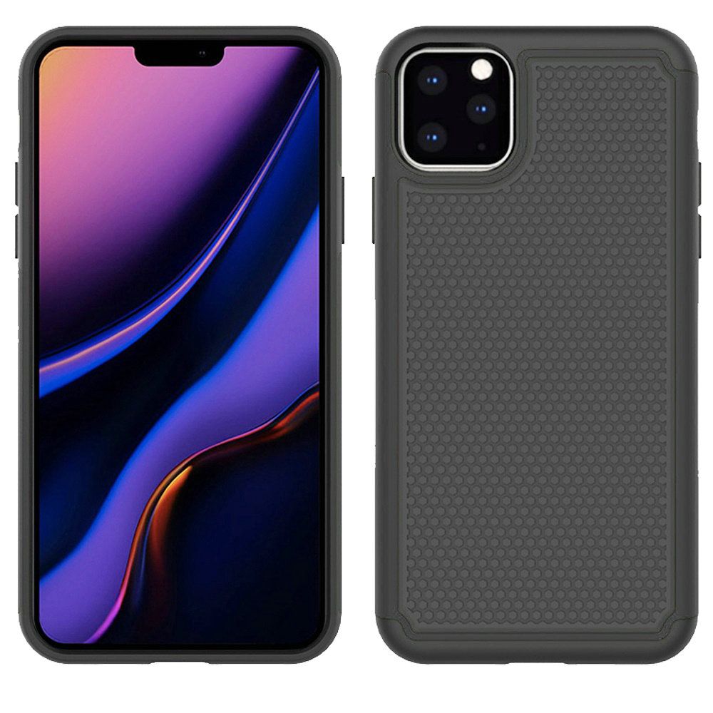 For Apple iPhone 13 Pro (6.1") Textured Hybrid Tuff Shockproof Rugged Hard PC & Silicone TPU Anti-Slip Dual Layer Protective Bumper  Phone Case Cover