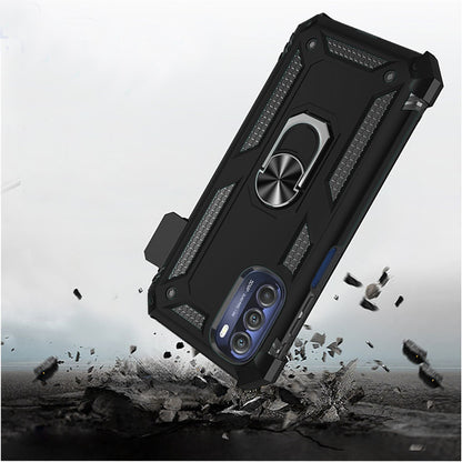 For Motorola Moto G Stylus 5G 2022 Hybrid Armor with Belt Clip Holster Ring Stand, Military Grade Fit Magnetic Car Mount Black Phone Case Cover