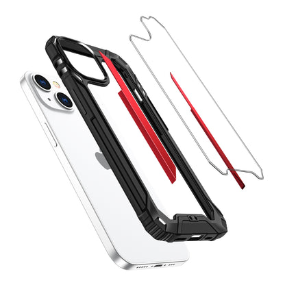 For Apple iPhone 11 (6.1") Metal Frame Transparent Hybrid Rubber TPU + Hard PC Color Bumper Frame Shockproof  Phone Case Cover