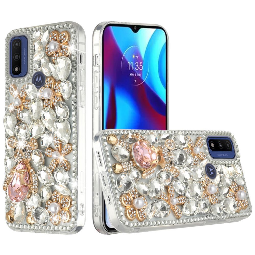 For Motorola Moto G Power 2022 Bling Clear Crystal 3D Full Diamonds Luxury Sparkle Transparent Rhinestone Hybrid Bumper  Phone Case Cover