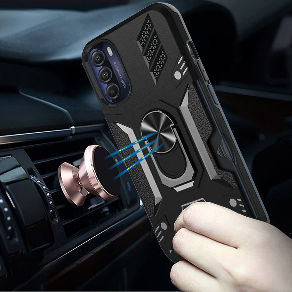 For Motorola Moto G 5G 2022 Wallet Case Hybrid Ring Stand with Invisible Credit Card Holder Heavy Duty Shockproof Rugged  Phone Case Cover