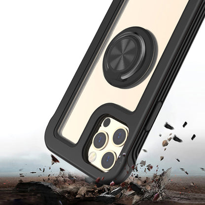 For Samsung Galaxy S22 Transparent Magnetic Ring Stand Hybrid with 360 Degree Rotation Kickstand Armor Bumper Defender  Phone Case Cover