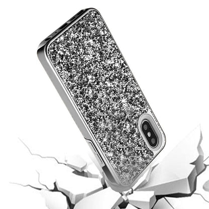 For Apple iPhone XR Bling Rhinestone Diamond Shiny Glitter Hybrid Dual Layer Defender Rugged Hard PC TPU Rubber Protective  Phone Case Cover