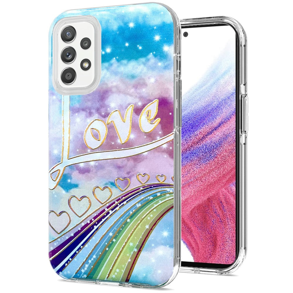 For Samsung Galaxy A53 5G Stylish Gold Layer Design Hybrid Rubber TPU Hard PC Shockproof Armor Rugged Slim  Phone Case Cover