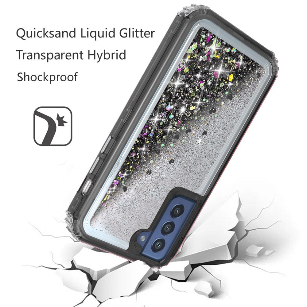 For Apple iPhone 13 Pro Max (6.7") Luxury Floating Glitter Case Sparkle Bling Quicksand Clear Heavy Duty Bumper Dual Layer PC Frame TPU Back  Phone Case Cover