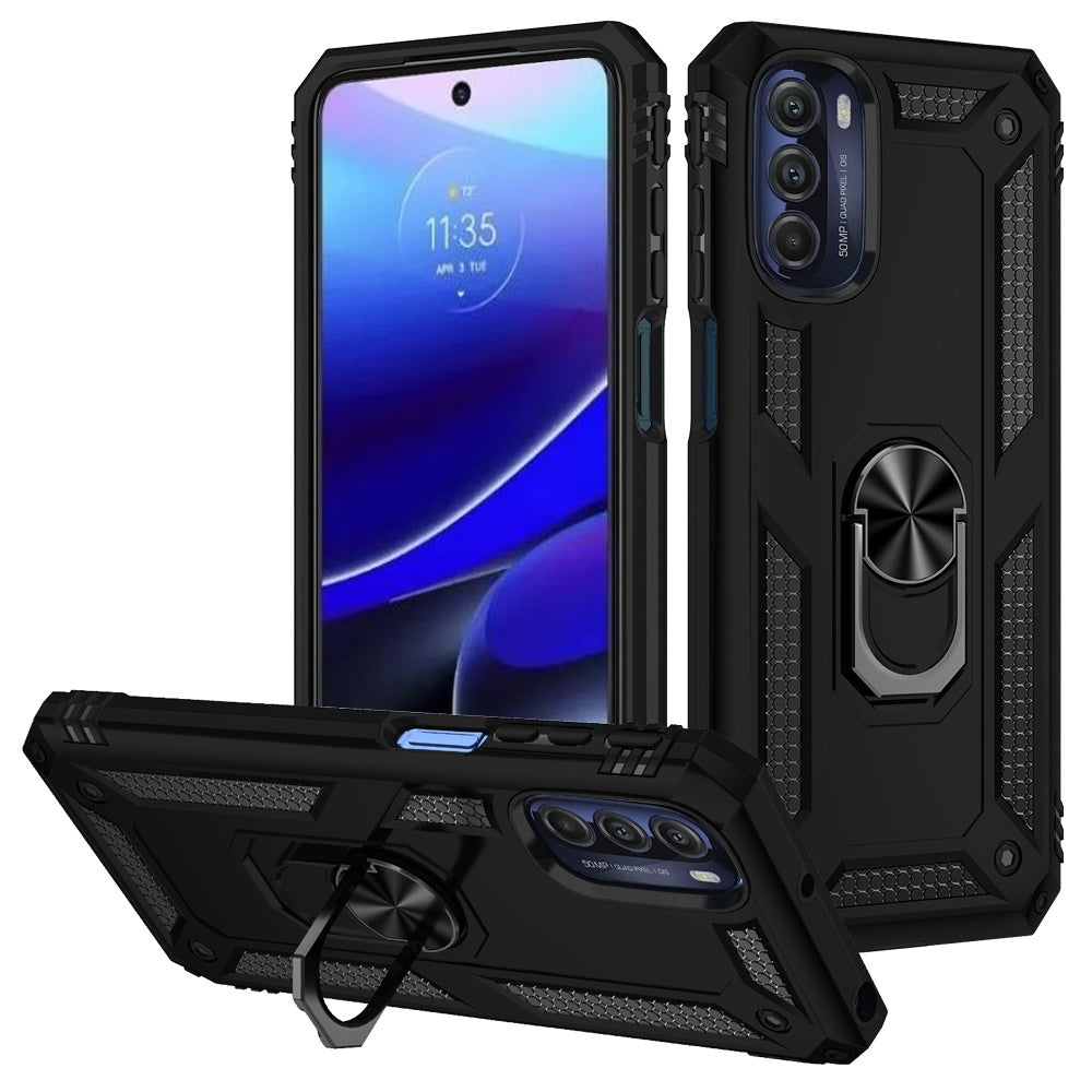 For Motorola Moto G Stylus 5G 2022 Hybrid Armor Durable 360° Rotatable Ring Stand Holder Kickstand Fit Magnetic Car Mount  Phone Case Cover