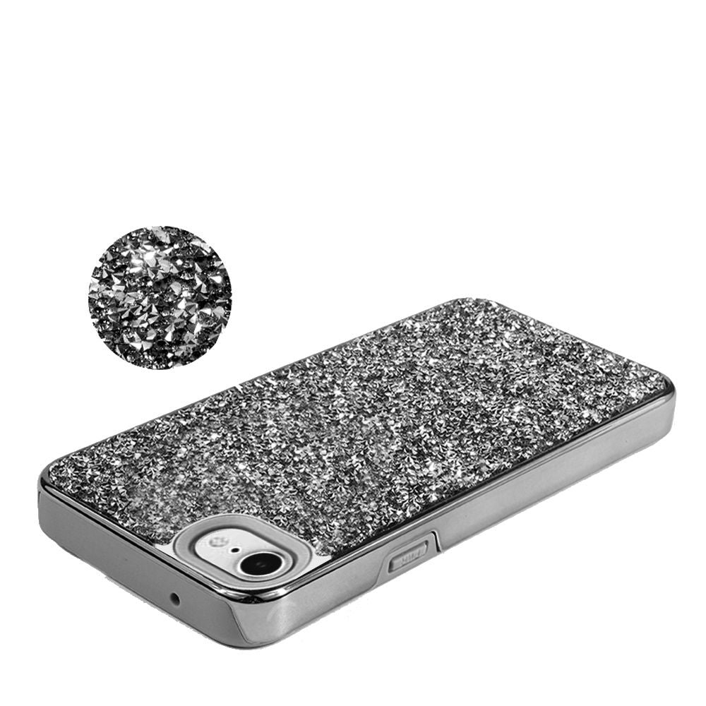 For Apple iPhone SE 3 (2022) SE/8/7 Bling Rhinestone Diamond Shiny Glitter Hybrid Dual Layer Rugged Shell Hard PC TPU  Phone Case Cover