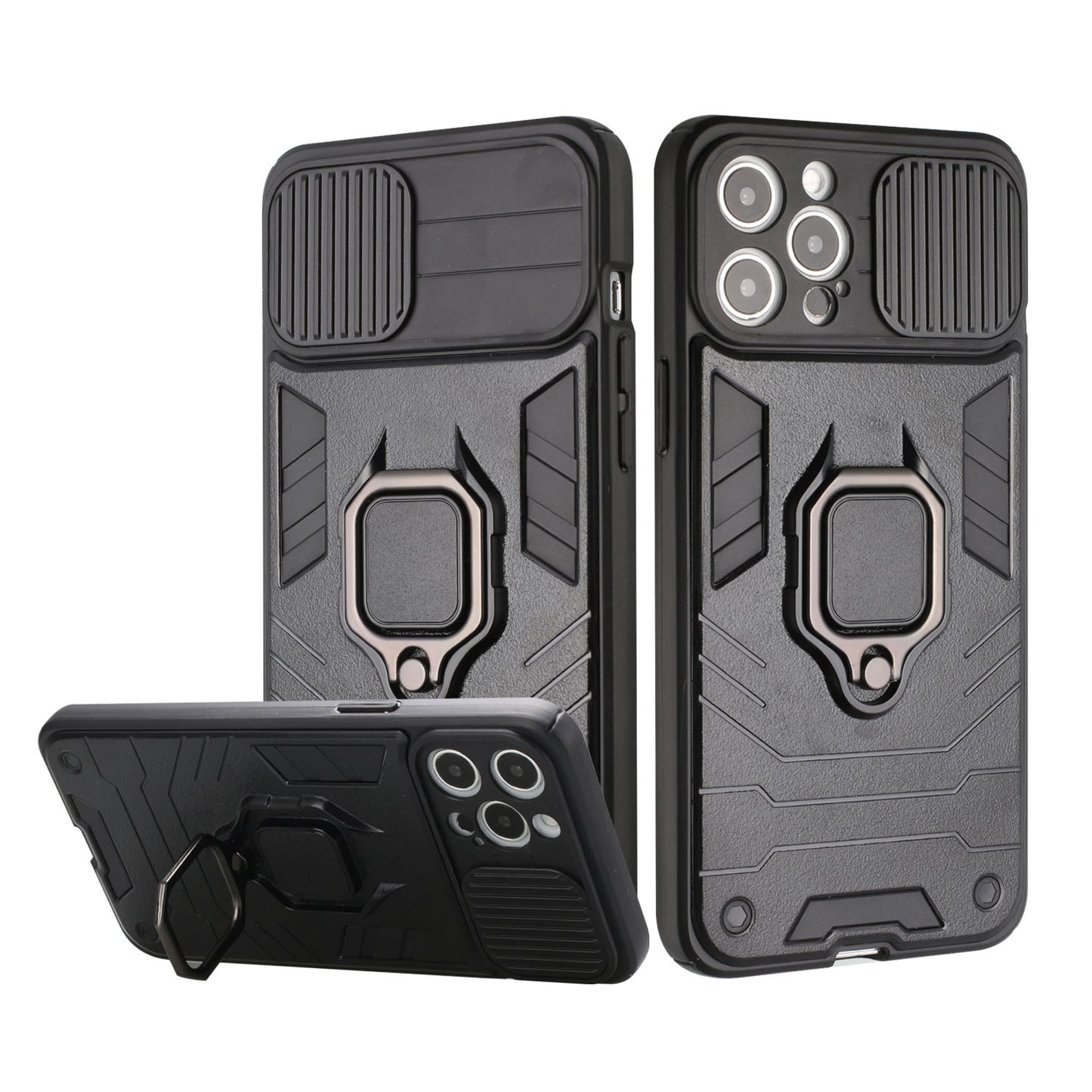 For Apple iPhone 13 Pro (6.1") Kickstand Hybrid with Camera Protector, Built-in 360° Rotate Ring Stand PC & TPU Bumper  Phone Case Cover