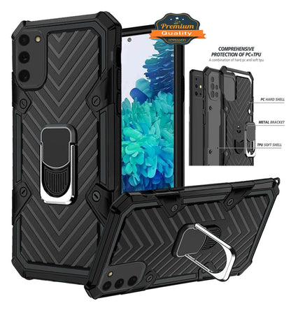 For Apple iPhone 13 (6.1") with Magnetic Ring Holder 360° Rotating Kickstand PC & TPU Dual Layer Hybrid Full-Body Drop Proof Rugged  Phone Case Cover
