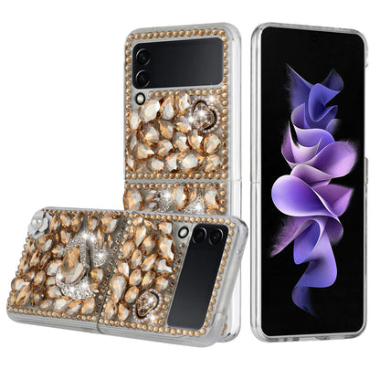For Samsung Galaxy Z Flip 3 5G Bling Clear Crystal 3D Full Diamonds Luxury Sparkle Transparent Rhinestone Hybrid  Phone Case Cover