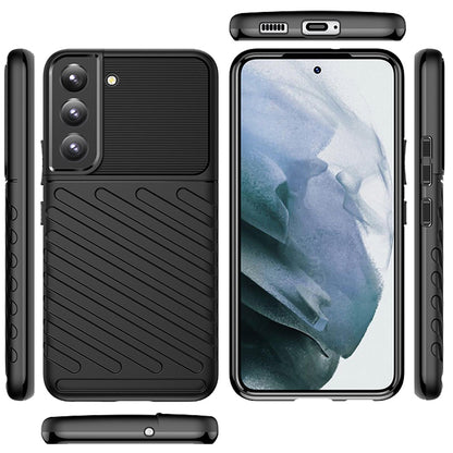 For Samsung Galaxy S22 Ultra Rugged Hybrid Soft Silicone Gel TPU Bumper Texture Shockproof Anti Slip Protective Stylish Black Phone Case Cover