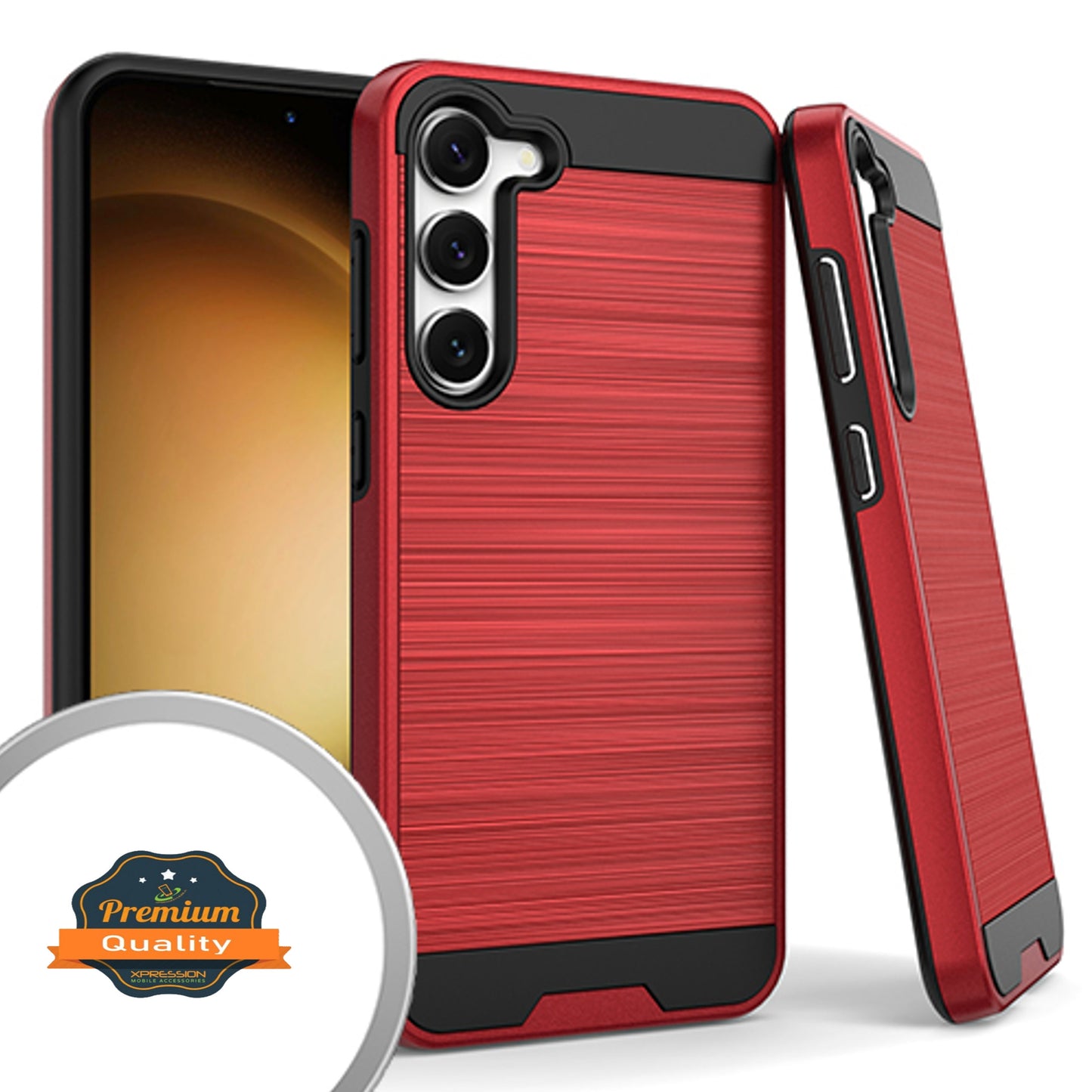For Samsung Galaxy A54 5G Hybrid Brushed Metal Texture Rugged Slim Shockproof Dual Layers 2-Piece Hard PC + Soft TPU  Phone Case Cover