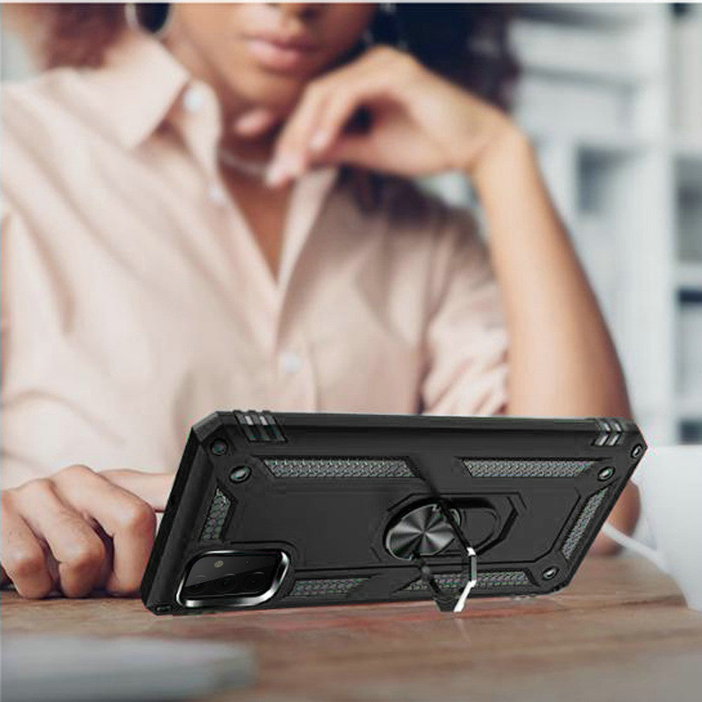 For Motorola Edge+ 2022 /Edge Plus Military Grade Heavy Duty Rugged Dual Layers Shockproof Hybrid with Ring Kickstand  Phone Case Cover