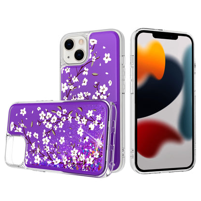 For Samsung Galaxy S22 /Plus Ultra Floral Design Quicksand Water Flowing Liquid Floating Colorful Glitter Bling Flower Fashion TPU Hybrid  Phone Case Cover