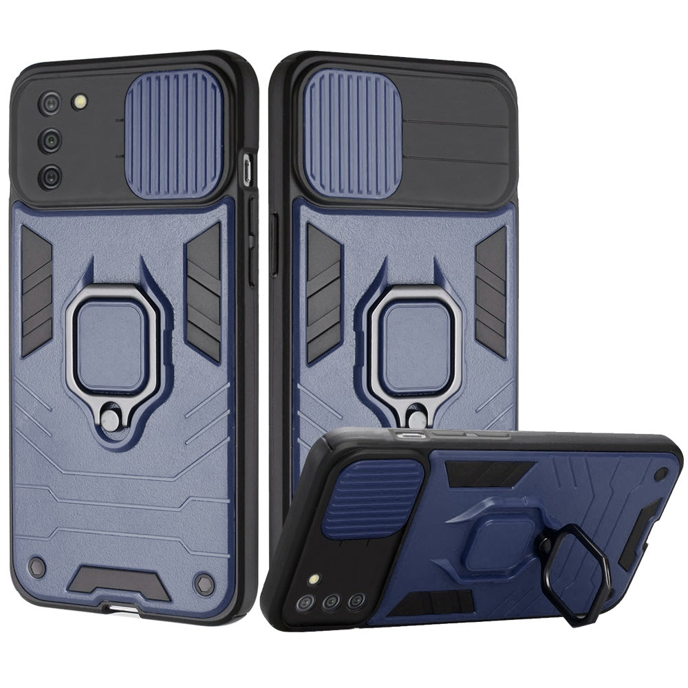 For Samsung Galaxy A32 5G Kickstand Hybrid with Slide Camera Protector, Built-in 360° Rotate Ring Stand Magnetic PC & TPU Bumper  Phone Case Cover