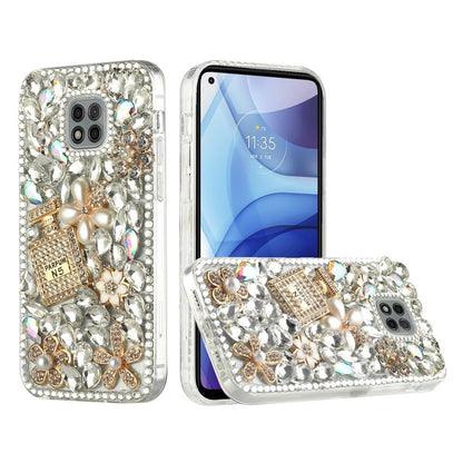 For Samsung Galaxy S21 Ultra Bling Clear Crystal 3D Full Diamonds Luxury Sparkle Rhinestone Hybrid Protective Pearl Flowers Perfume Phone Case Cover