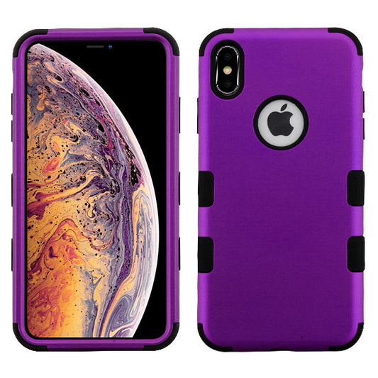 For Apple iPhone XS Max Hybrid Three Layer Hard PC Shockproof Heavy Duty TPU Rubber Anti-Drop Purple Phone Case Cover