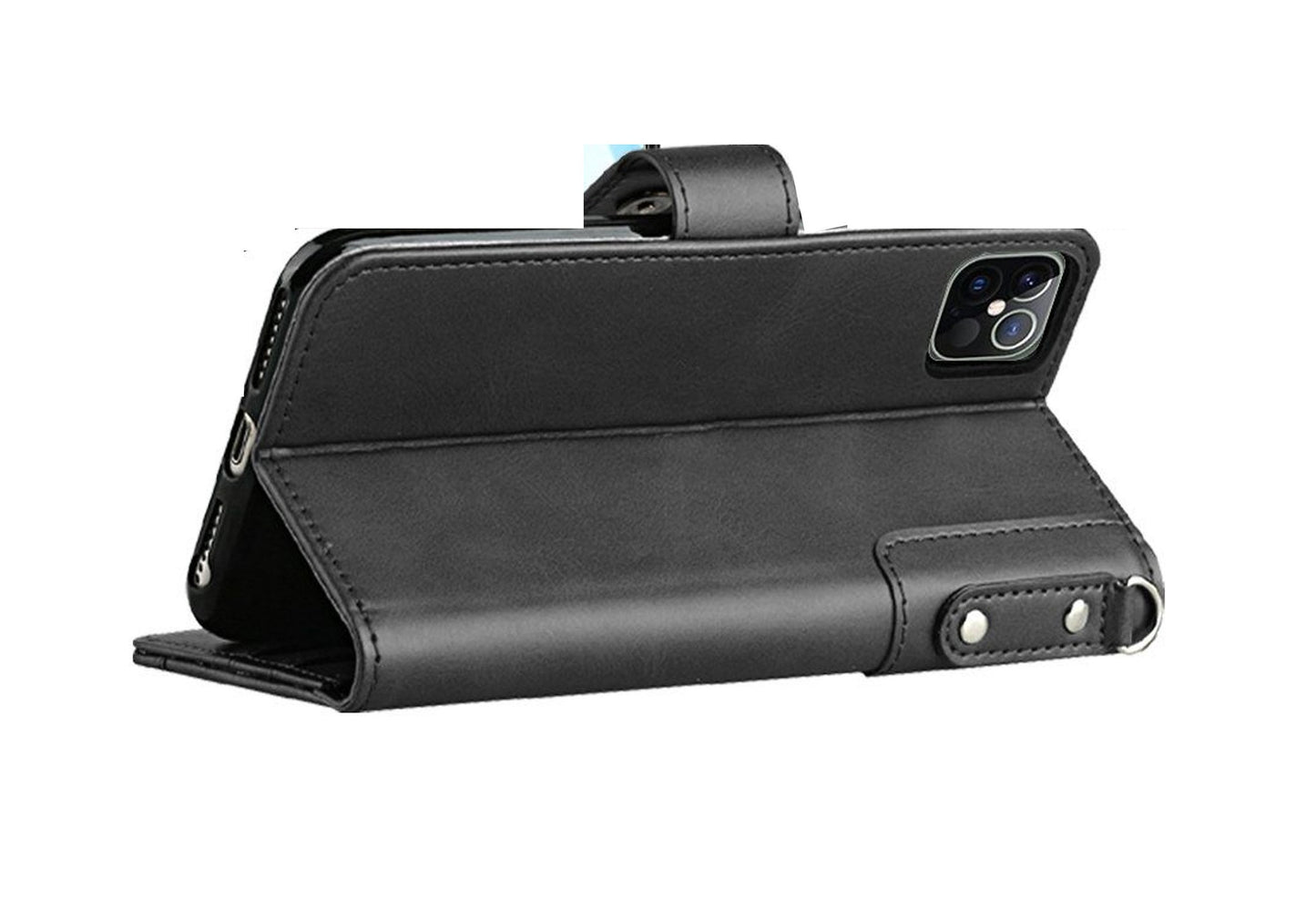 For Apple iPhone 13 Pro Max (6.7") Wallet Case with Credit Card Holder, PU Leather Flip Pouch Kickstand & Strap TPU Shockproof Protective  Phone Case Cover