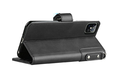 For Google Pixel 6A Wallet Case with Credit Card Holder, PU Leather Flip Pouch Kickstand & Strap TPU Shockproof Protective Black Phone Case Cover