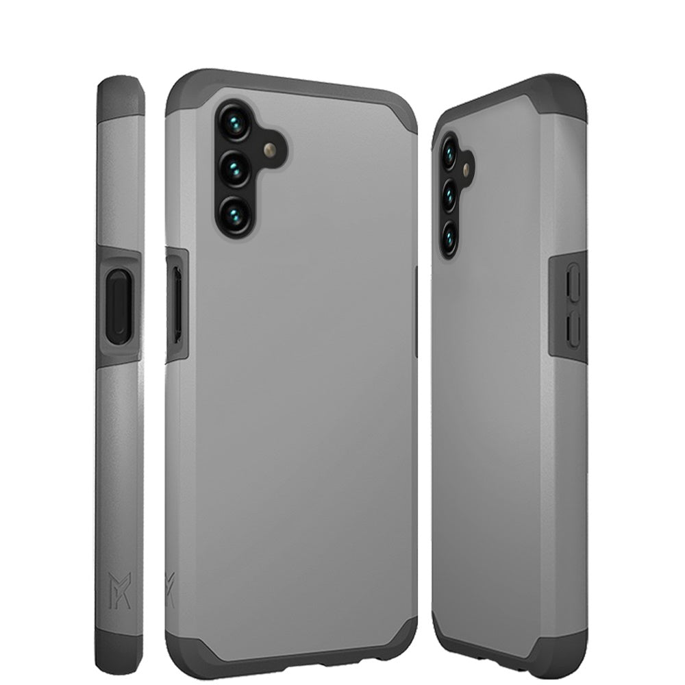 For Cricket Icon 4 Ultra Slim Shock Absorption 2in1 Tuff Hybrid Dual Layer Hard PC TPU Rubber Frame Armor Defender Gray Phone Case Cover