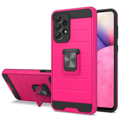 For Samsung Galaxy A33 5G Magnetic Ring Holder Rubber Hybrid Stand Kickstand Texture Rugged Armor Heavy Duty Military Grade  Phone Case Cover