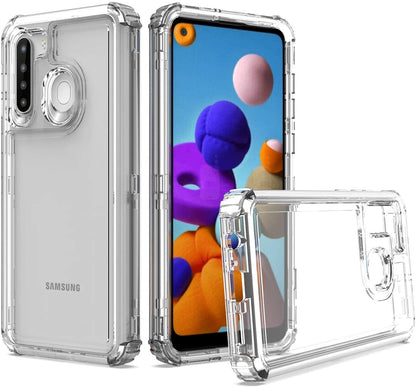 For Boost Mobile Celero 5G Transparent 3 Layer Heavy Duty Rugged Full Body Shockproof Hybrid Hard PC + TPU Bumper Protective  Phone Case Cover